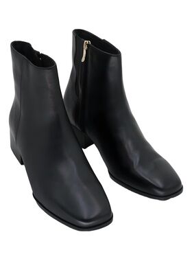 Easy Spirit Sidney Black Leather Ankle Boots 2" Block Heel Size 10